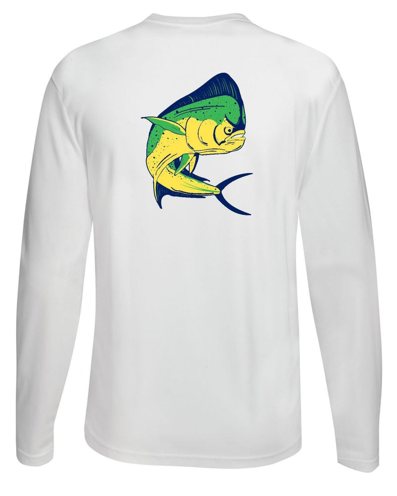 Mahi Fishing Performance Dry-Fit Long Sleeve White Shirt