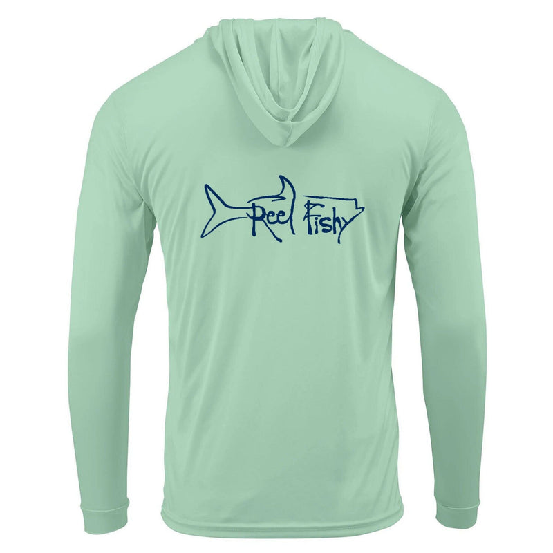 Seagrass Reel Fishy Tarpon performance hoodie fishing shirt with long sleeves and 50+ UPF sun protection