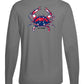 American Blue Crab -Reel Crabby Performance Dry-fit Long Sleeve Shirt with 50+ UV Sun Protection in Charcoal Grey