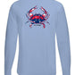 American Blue Crab -Reel Crabby Performance Dry-fit Long Sleeve Shirt with 50+ UV Sun Protection in Light Blue