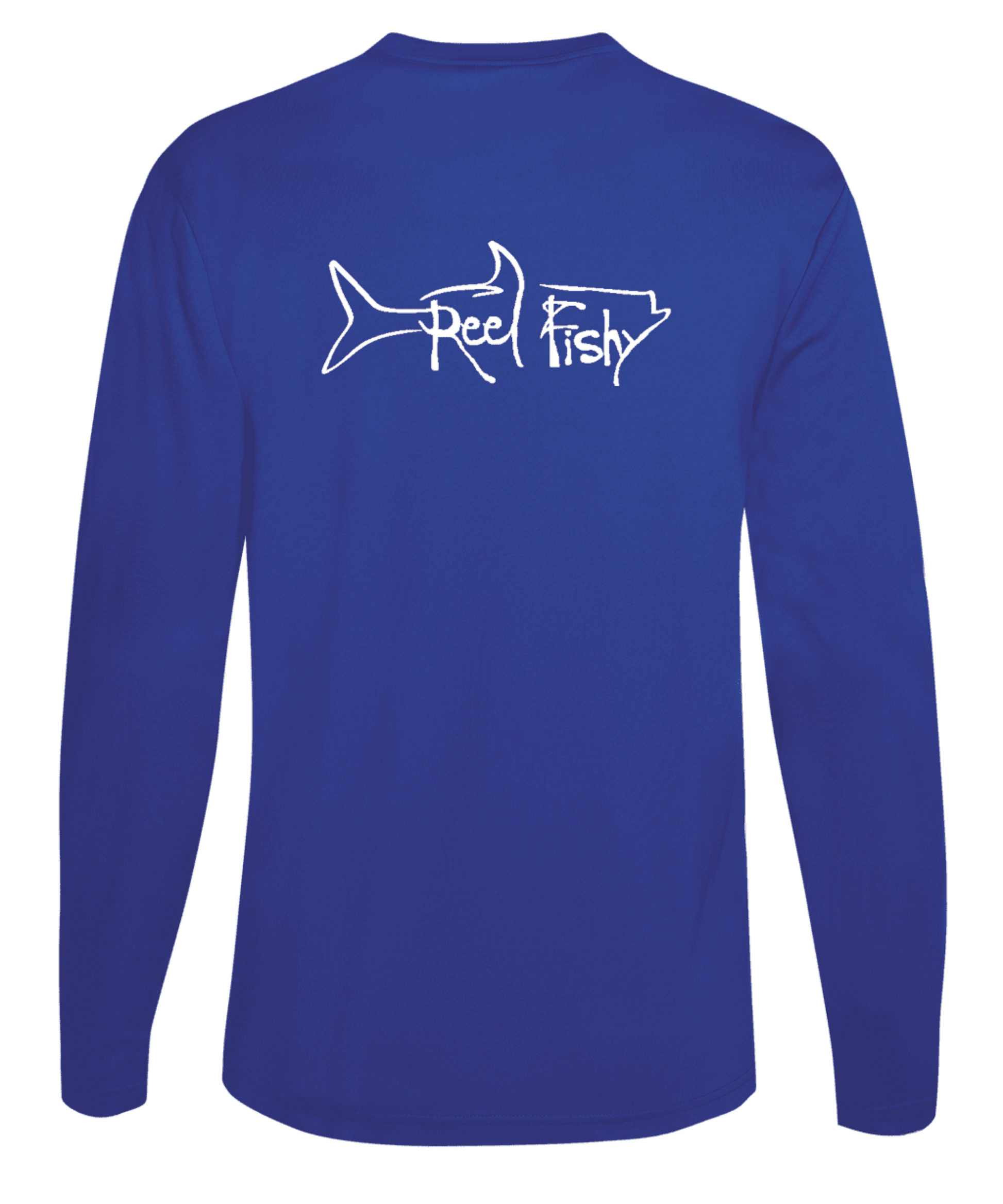 Performance Dry-Fit Tarpon Fishing long sleeve shirts with Sun Protection by Reel Fishy in Royal Blue