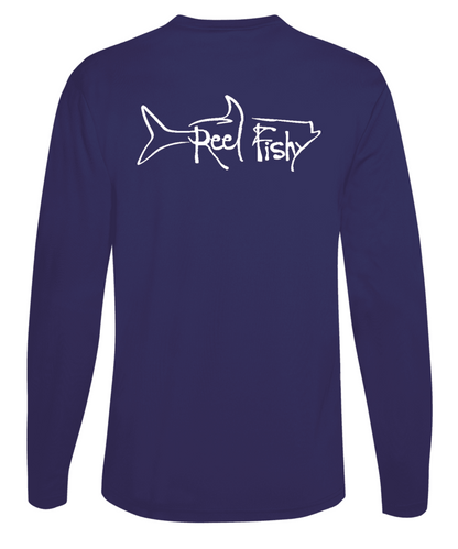 Youth Performance Dry-Fit Tarpon Fishing Shirts 50+Upf Sun Protection - Reel Fishy Apparel L / Charcoal L/S