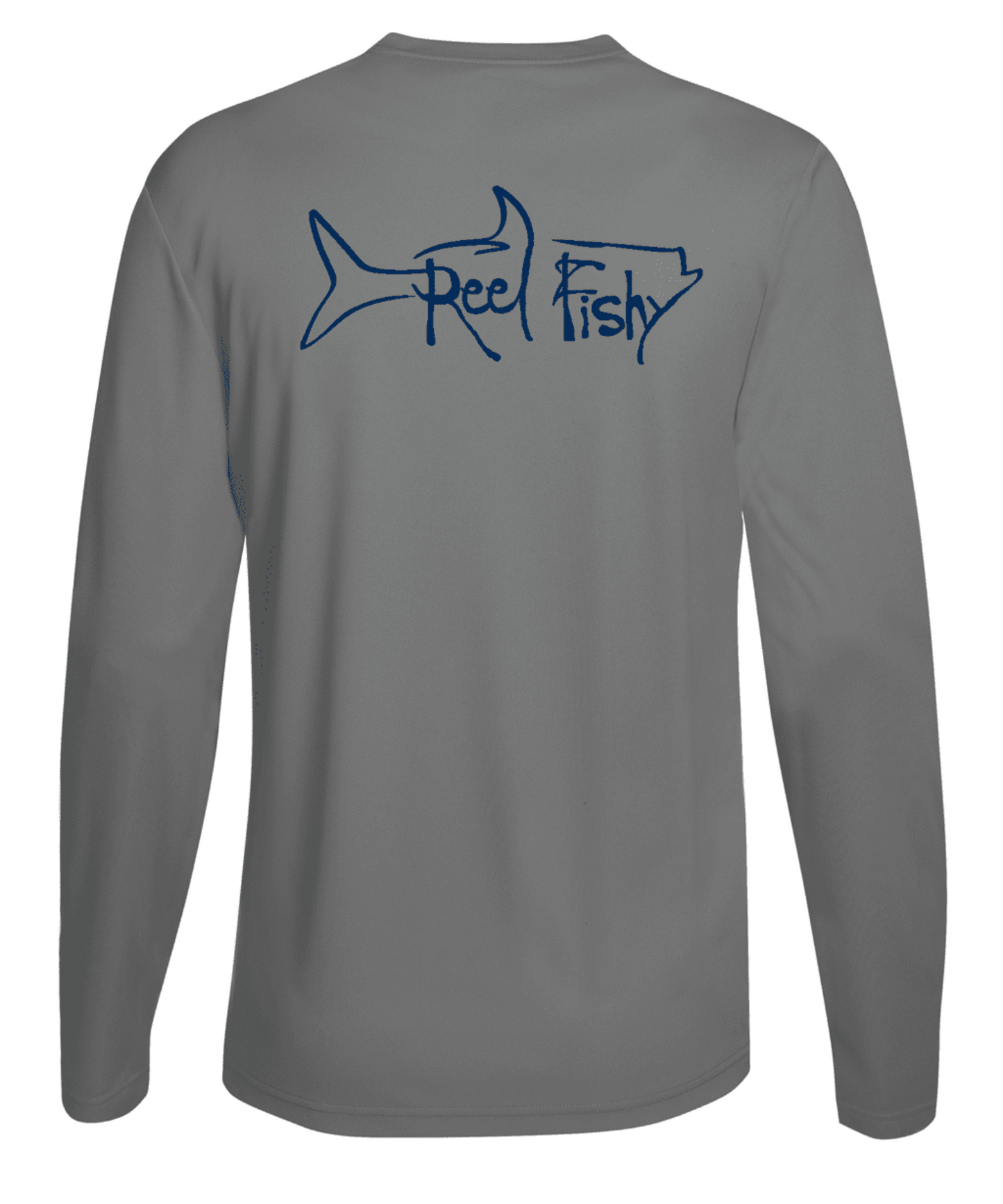 Performance Dry-Fit Tarpon Fishing long sleeve shirts with Sun Protection by Reel Fishy in Gray