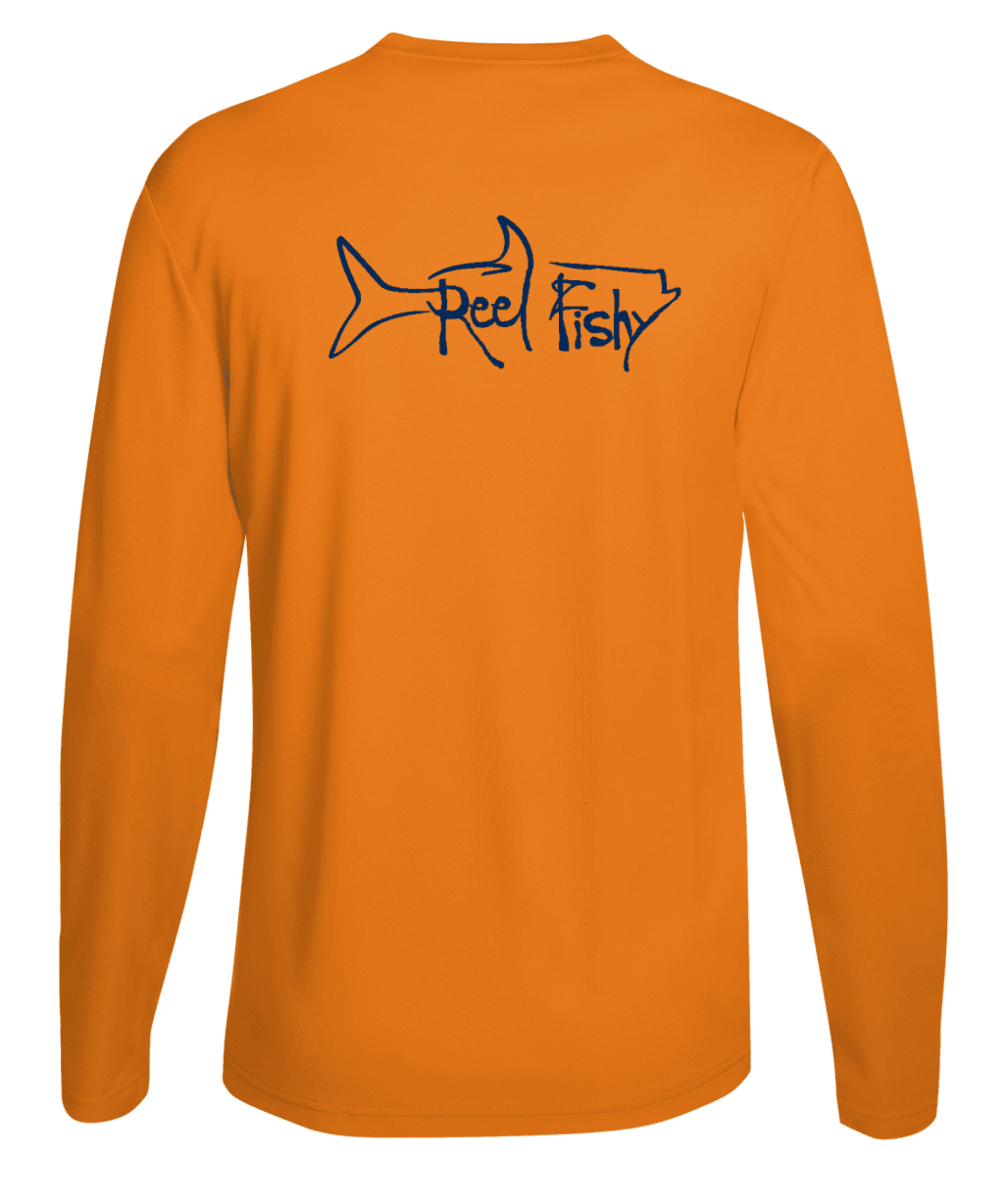 Performance Dry-Fit Tarpon Fishing long sleeve shirts with Sun Protection by Reel Fishy in Neon Orange