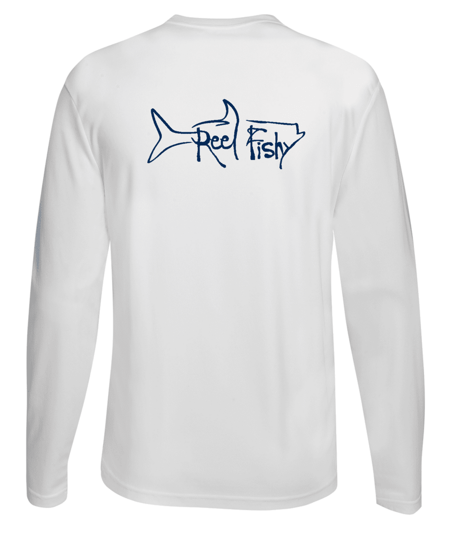 Performance Dry-Fit Tarpon Fishing long sleeve shirts with Sun Protection by Reel Fishy in White