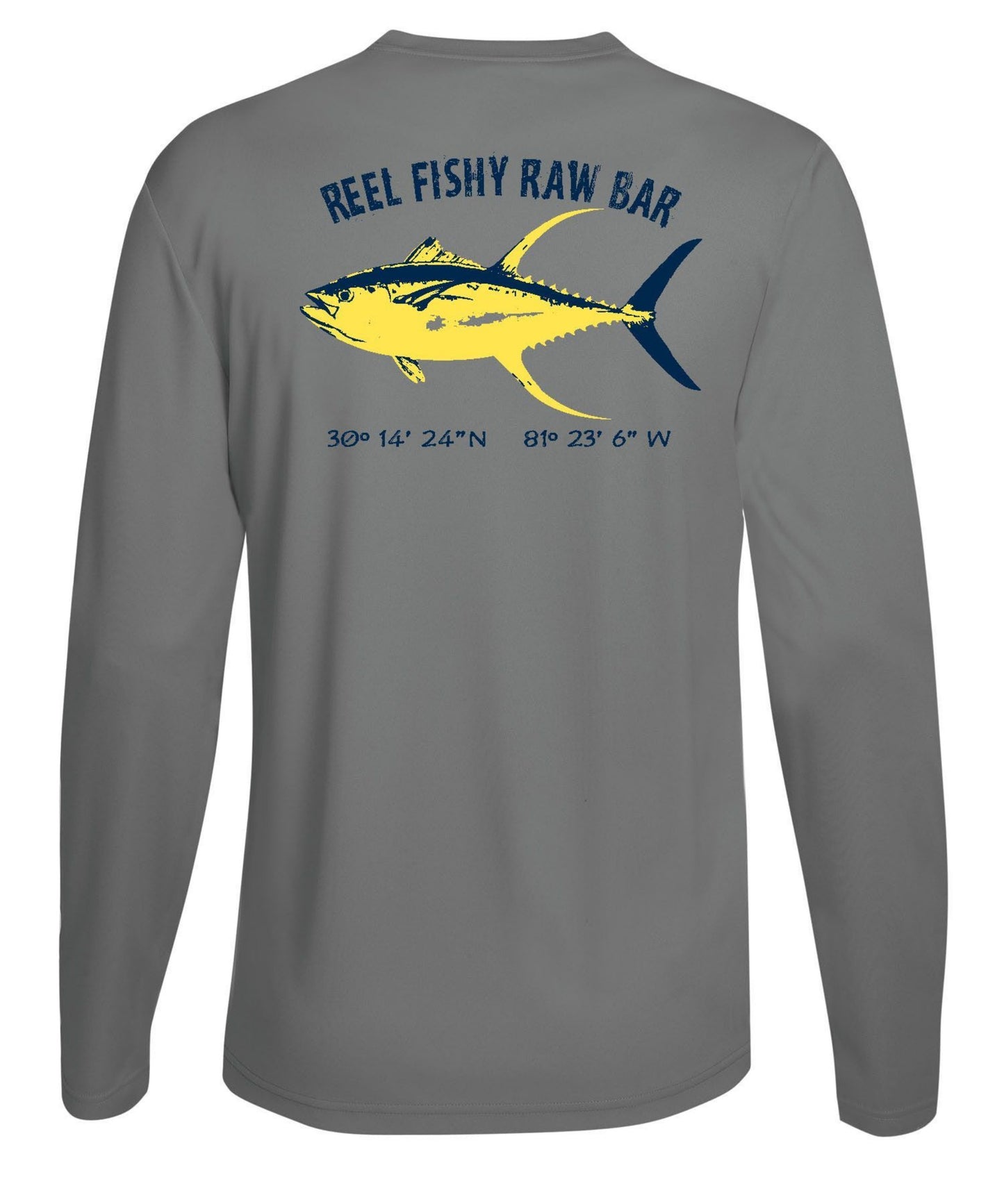 Reel Fishy Raw Bar Tuna Performance Dry-Fit Long Sleeve - Gray