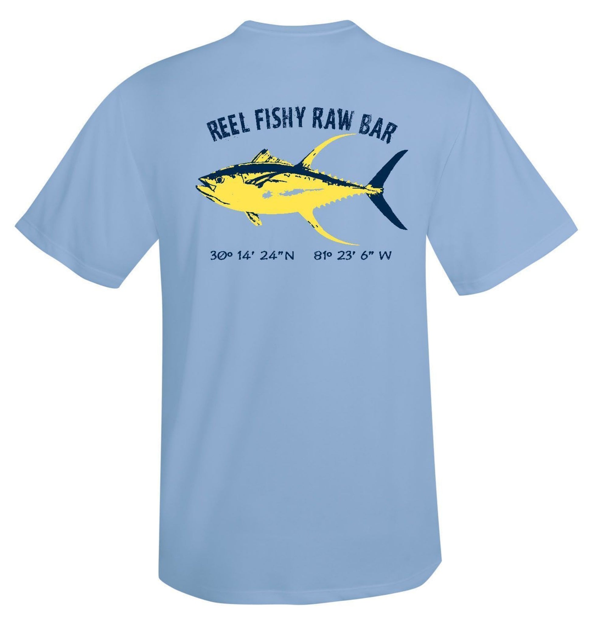 Reel Fishy Raw Bar Tuna Performance Dry-Fit Short Sleeve - Lt. Blue