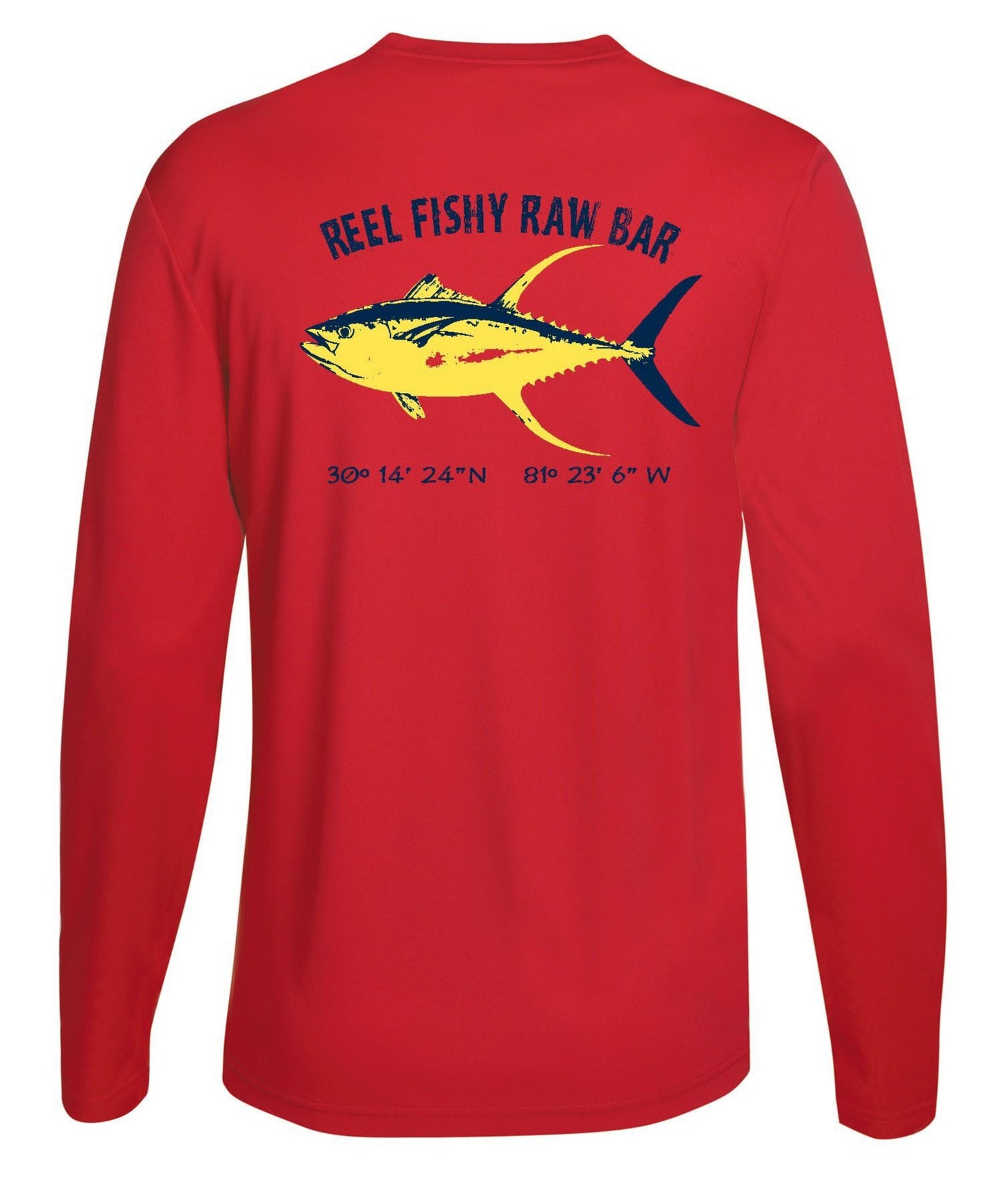 Reel Fishy Raw Bar Tuna Performance Dry-Fit Long Sleeve - Red