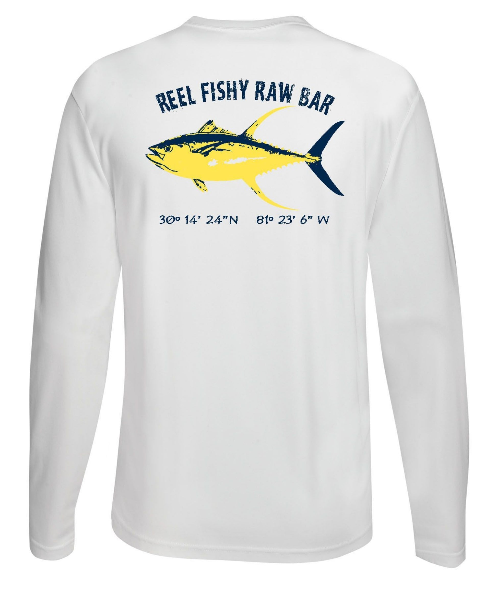 Reel Fishy Raw Bar Tuna Performance Dry-Fit Long Sleeve - White