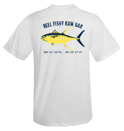 Reel Fishy Raw Bar Tuna Performance Dry-Fit Short Sleeve - White