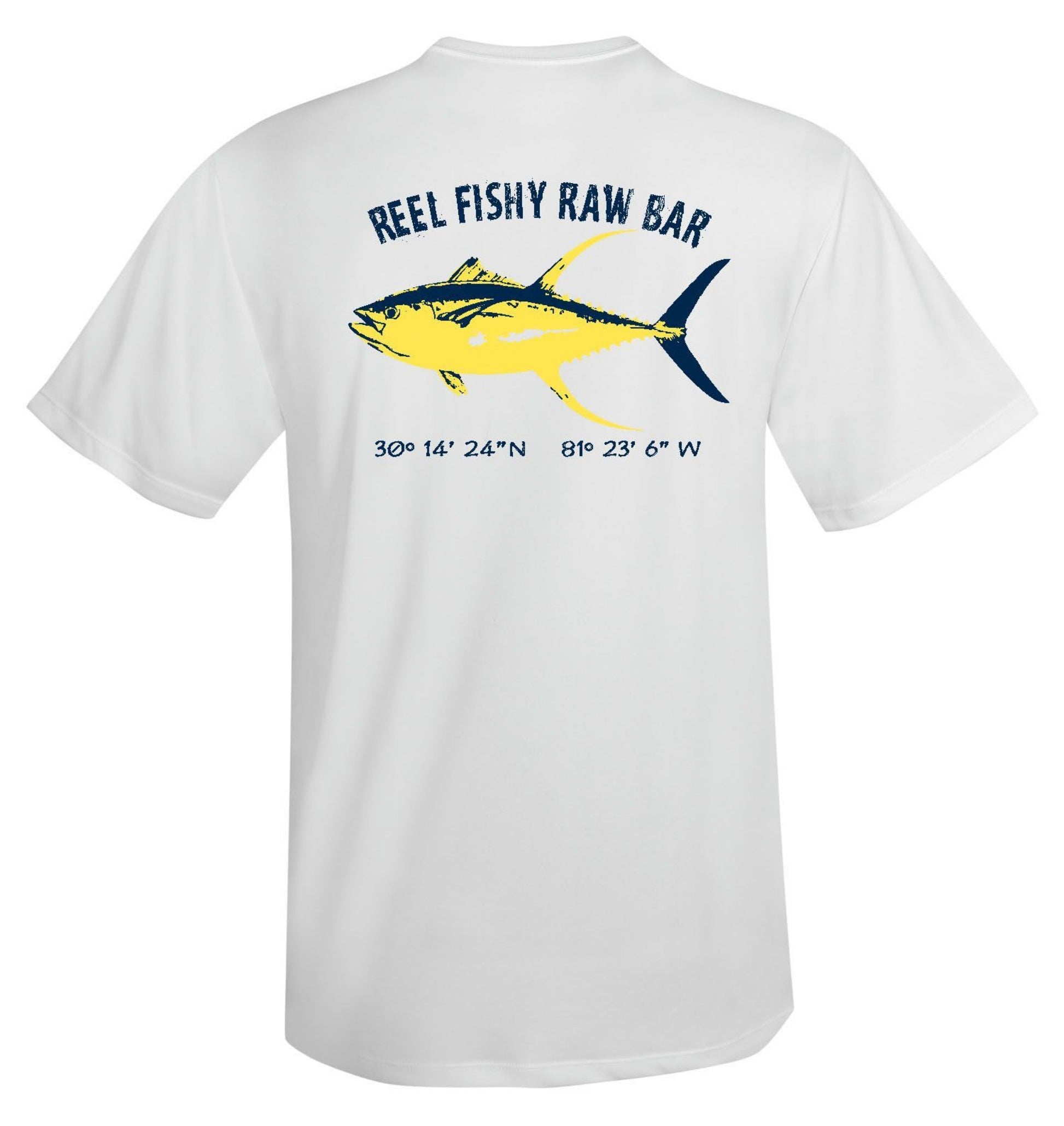 Reel Fishy Raw Bar Tuna Performance Dry-Fit Short Sleeve - White