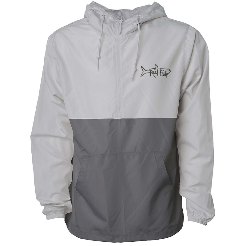 Reel Fishy 1/2-Zip Pullover Windbreaker Jacket in Smoke and Gray with Tarpon embroidery