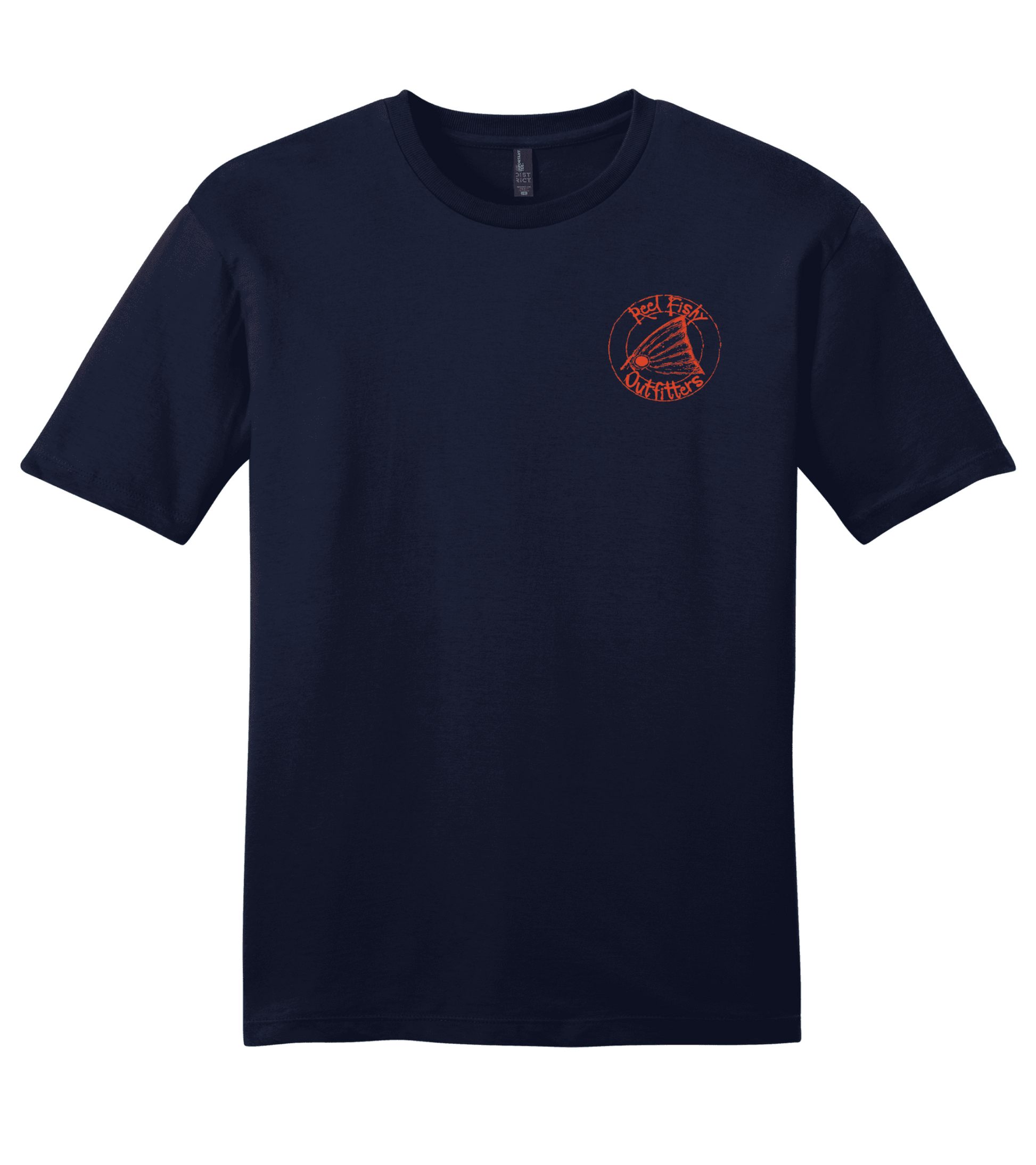 Redfish Cotton T-shirt in Charcoal - Front with Reel Fishy Outfitters logo