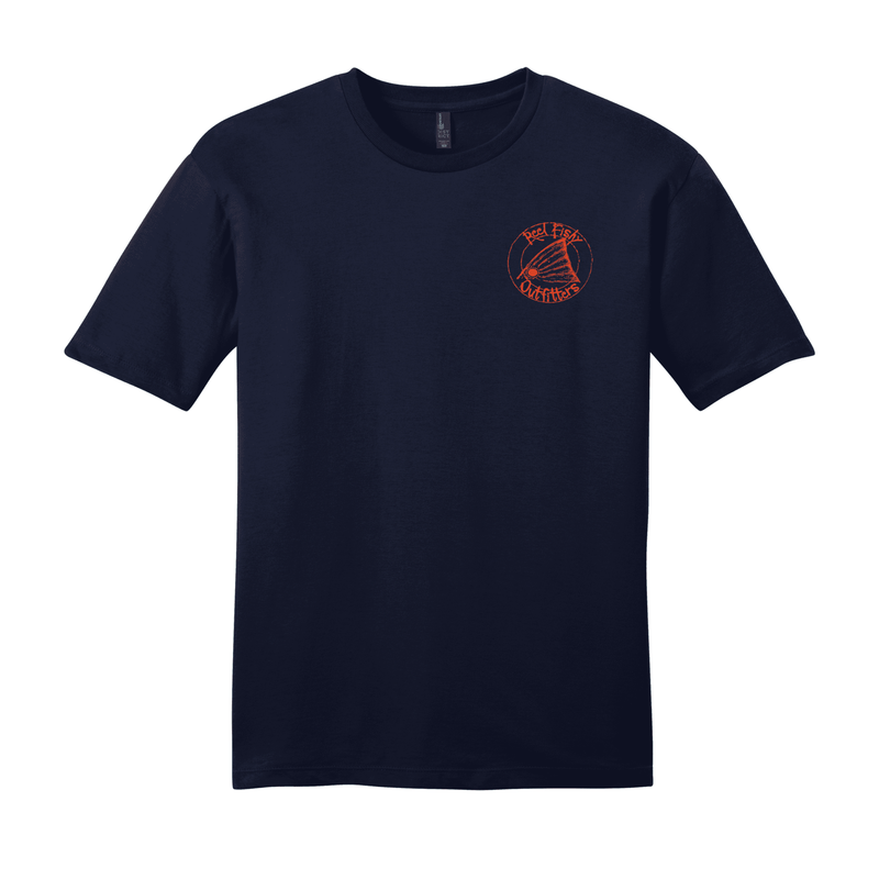 Redfish Cotton T-shirt in Charcoal - Front with Reel Fishy Outfitters logo
