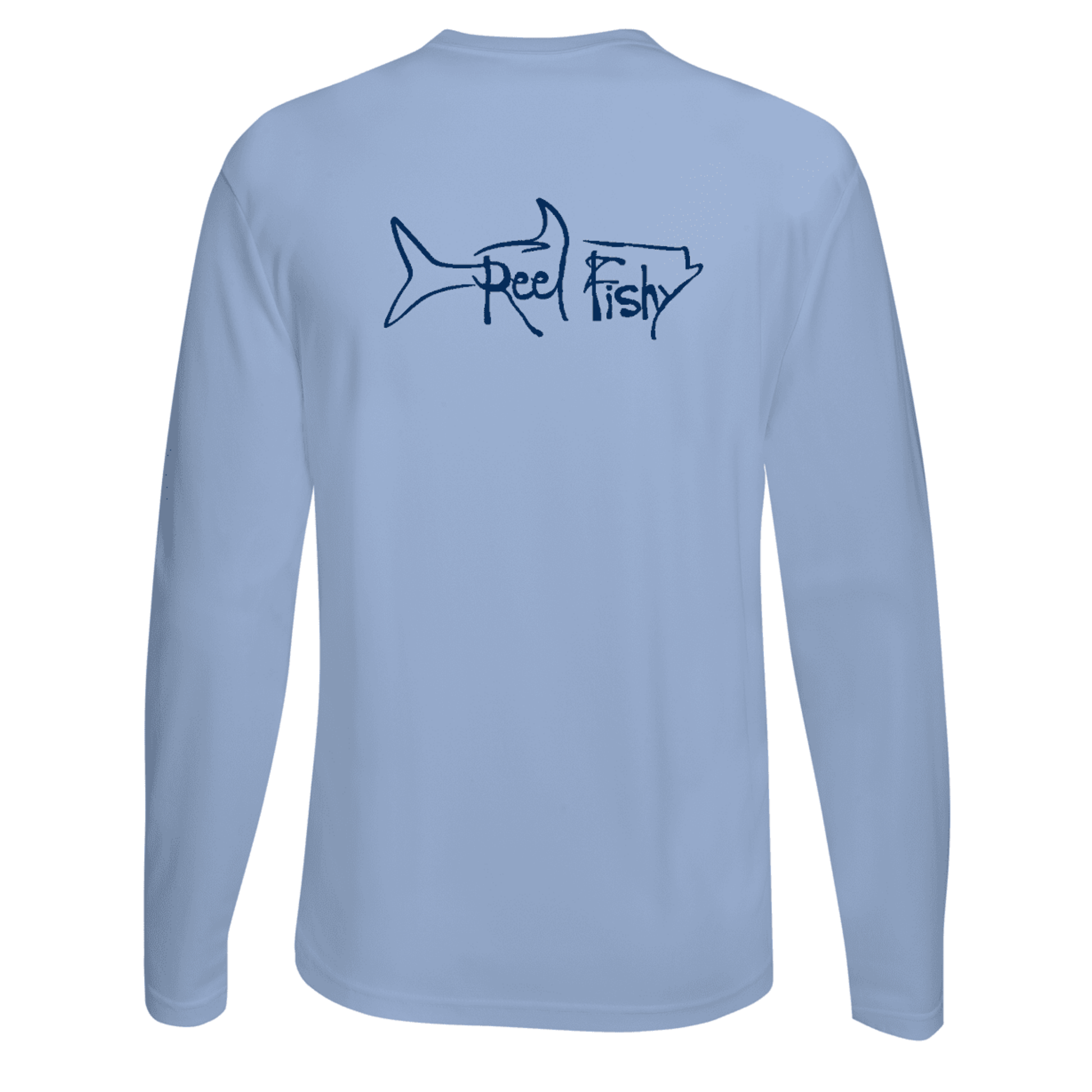 Unisex Light Blue Tarpon Performance Fishing Long Sleeve Shirt with 50+ UPF by Reel Fishy Apparel