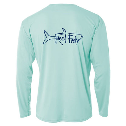 Unisex Mint Green Tarpon Performance Fishing Long Sleeve Shirt with 50+ UPF by Reel Fishy Apparel
