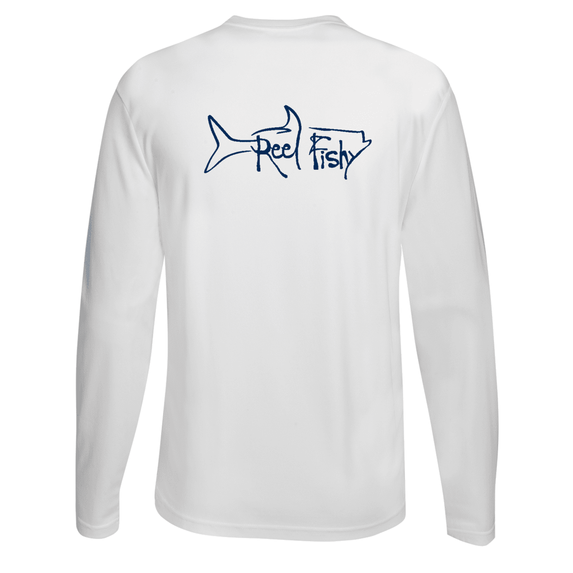 Unisex White Tarpon Performance Fishing Long Sleeve Shirt with 50+ UPF by Reel Fishy Apparel